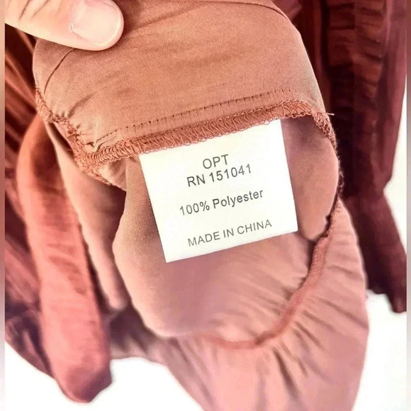 O.P.T. One Pretty Time Tianna Rust Long Sleeve Ruffle Silky Mini Dress Sz Small - Picture 13 of 14